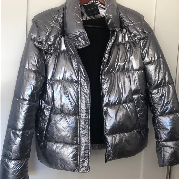 zara metallic puffer jacket